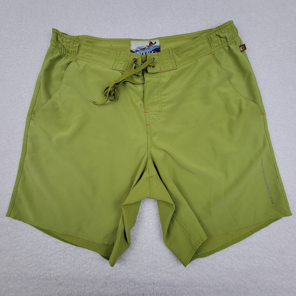 Kahala Board Shorts Mens Large Green Solid Casual‎ Summer Beach Swim Shorts